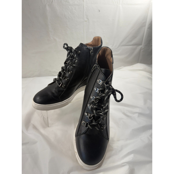 Linea Paolo FINA Ankle Booties wedge sneaker 8.5 M Black - Picture 8 of 16